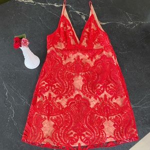 Strappy red lace Free People dress